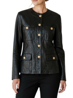 Vintage leather jacket with gold hardware excellent condition